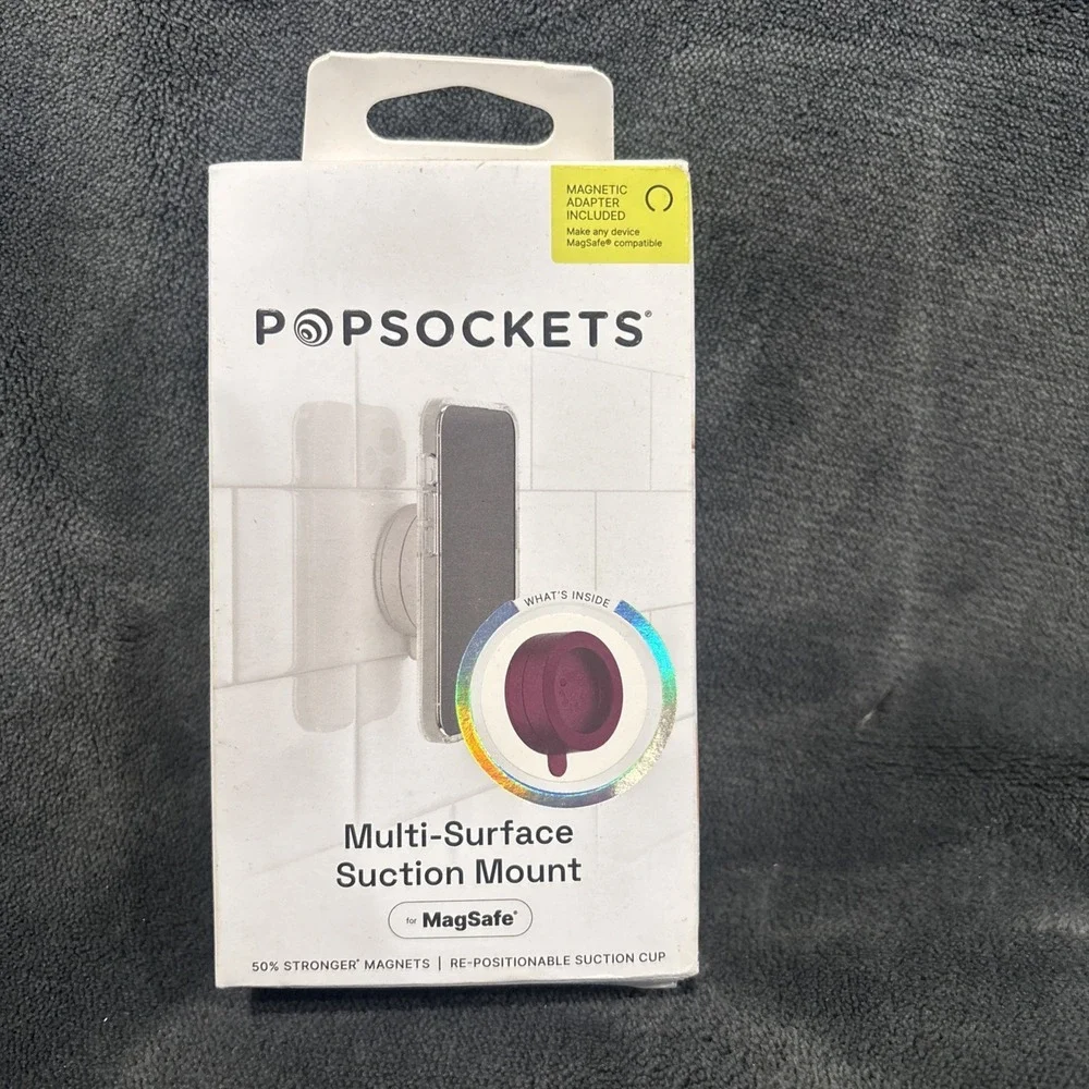 NEW PopSockets Magnetic Suction Phone Mount w/‎ MagSafe -Metallic Red Wine